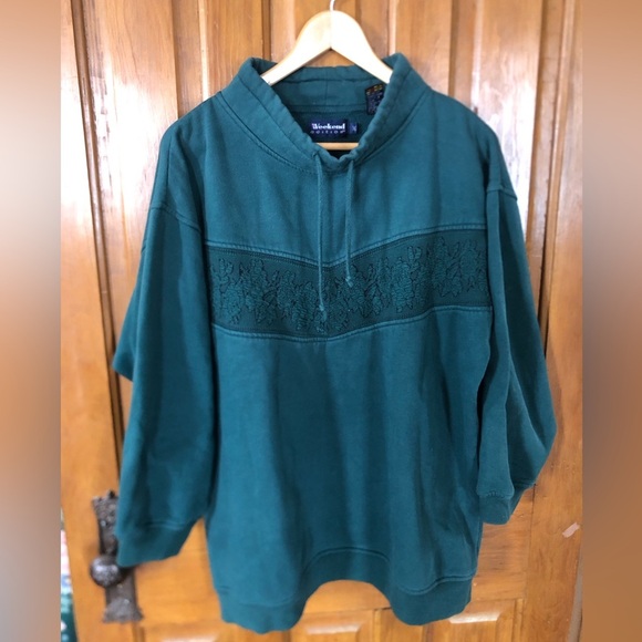 Vtg Weekend Edition Forest Green Sweat Shirt - Picture 1 of 16